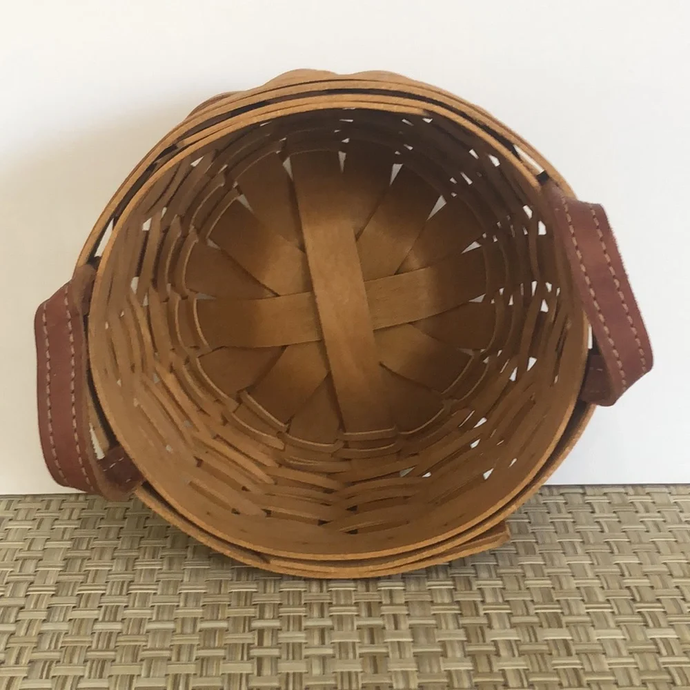 Longaberger Small Round Basket With Leather Handles